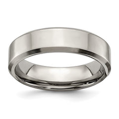 Titanium Brushed and Polished 6mm Beveled Edge Band