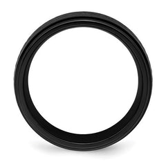 Black Zirconium Polished 8mm Ridged Edge Band