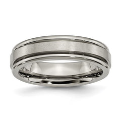 Titanium Satin and Polished 6mm Grooved Edge Band