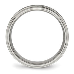 Titanium Brushed Center 7mm Ridged Edge Band