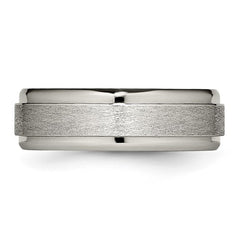 Titanium Brushed Center 7mm Ridged Edge Band