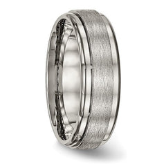 Titanium Brushed Center 7mm Ridged Edge Band