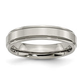 Titanium Polished 5mm Ridged Edge Band