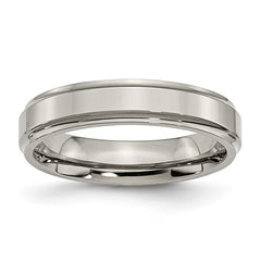 Titanium Polished 5mm Ridged Edge Band