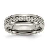 Titanium Polished Grey Carbon Fiber Inlay 6mm Band