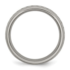 Titanium Polished Grey Carbon Fiber Inlay 6mm Band