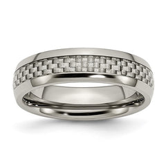 Titanium Polished Grey Carbon Fiber Inlay 6mm Band