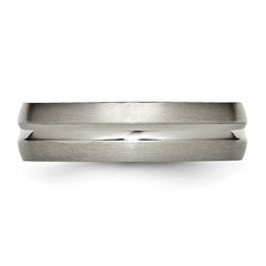 Titanium Brushed and Polished 6mm Grooved Band