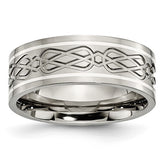 Titanium Polished with Sterling Silver Inlay Celtic Knot Band