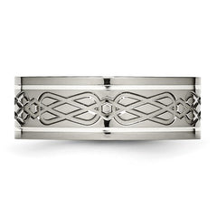 Titanium Polished with Sterling Silver Inlay Celtic Knot Band
