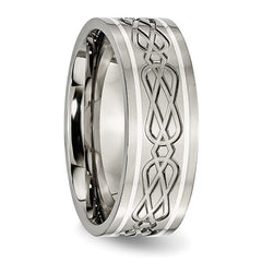 Titanium Polished with Sterling Silver Inlay Celtic Knot Band