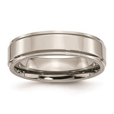 Titanium Polished 6mm Ridged Edge Band