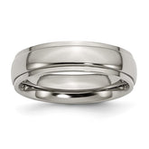 Titanium Polished 6mm Ridged Edge Band