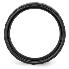 Ceramic Black Faceted 8mm Polished Beveled Edge Band