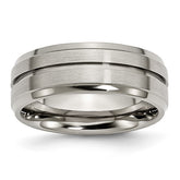 Titanium Brushed and Polished 8mm Grooved Ridged Edge Band