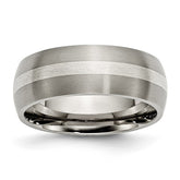Titanium Brushed with Sterling Silver Inlay 8mm Band