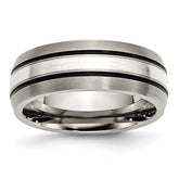 Titanium Antiqued/Brushed with Sterling Silver Inlay 8mm Grooved