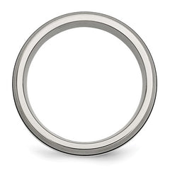 Titanium Antiqued/Brushed with Sterling Silver Inlay 8mm Grooved