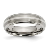 Titanium Brushed Center with Sterling Silver Inlay 6mm Ridged Ed