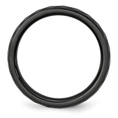 Ceramic Black 4mm Faceted Polished Band