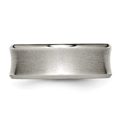 Titanium Brushed and Polished Concave 8mm Beveled Edge Band