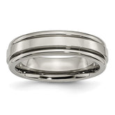 Titanium Polished 6mm Grooved Edge Band