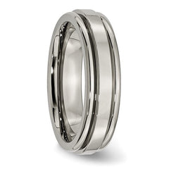 Titanium Polished 6mm Grooved Edge Band