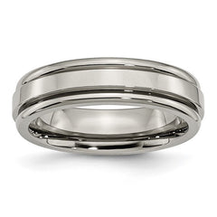 Titanium Polished 6mm Grooved Edge Band