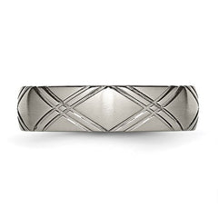Titanium Brushed and Polished 6mm Criss-cross Design Band