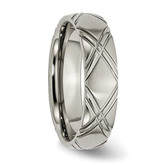 Titanium Brushed and Polished 6mm Criss-cross Design Band