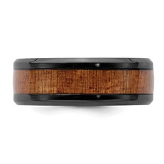 Black Zirconium with Sapele Wood Inlay 8mm Band