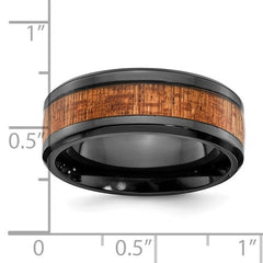 Black Zirconium with Sapele Wood Inlay 8mm Band