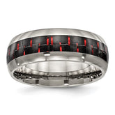 Titanium with Black and Red Carbon Fiber Inlay 8mm Band