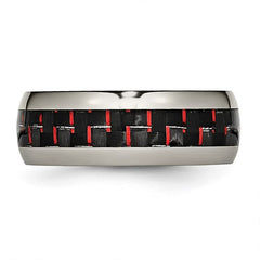 Titanium with Black and Red Carbon Fiber Inlay 8mm Band