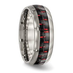 Titanium with Black and Red Carbon Fiber Inlay 8mm Band