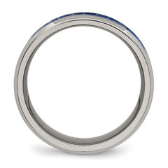 Titanium with Blue Carbon Fiber Inlay 8mm Beveled Edge Band