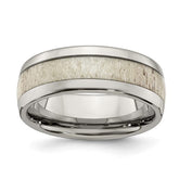 Stainless Steel with Antler Inlay 8mm Band