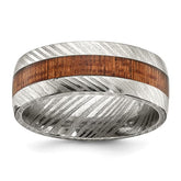 Damascus Steel with Sapele Wood Inlay 8mm Band