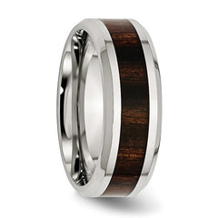 Stainless Steel with Black Koa Wood Inlay 8mm Band