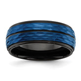 Stainless Steel and Black and Blue IP-plated 8mm Band