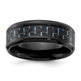 Black Titanium with Black and Blue Carbon Fiber Inlay 8mm Band