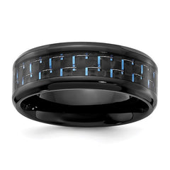 Black Titanium with Black and Blue Carbon Fiber Inlay 8mm Band