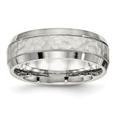 Stainless Steel Brushed Polished and Hammered 7.5mm Band