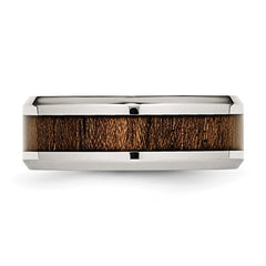Stainless Steel with Koa Wood Inlay 8mm Enameled Band