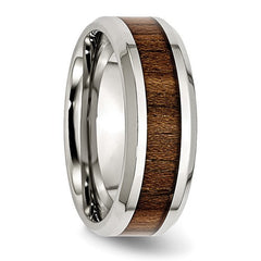 Stainless Steel with Koa Wood Inlay 8mm Enameled Band