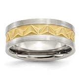 Stainless Steel Yellow IP-plated 8mm Grooved Band