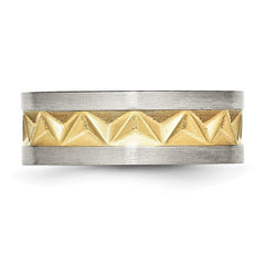 Stainless Steel Yellow IP-plated 8mm Grooved Band