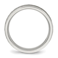 Stainless Steel Polished and Hammered 6mm Grooved Band
