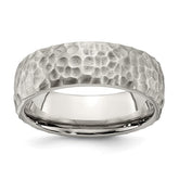 Stainless Steel Brushed and Polished Hammered 7.5mm Band