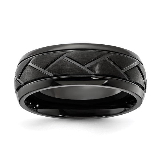 Stainless Steel Black IP-plated Brushed Center 8mm Band